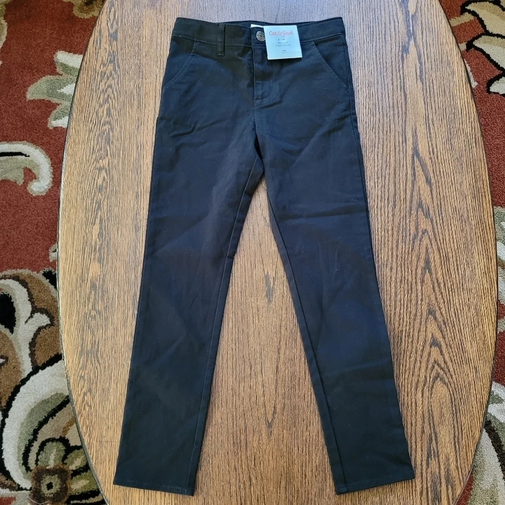 Cat & Jack Black Skinny Adjustable Waist Pants Size Girl's 6X NEW With Tag